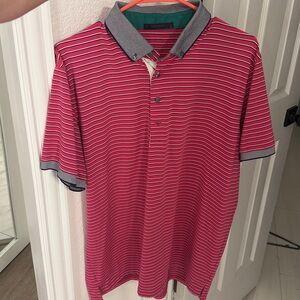 Greyson Pink Striped Polo Shirt with Dark Trim